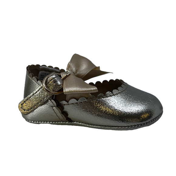 Janie and Jack Girls Gold Shoes size: 0-3 Months - Picture 2 of 3